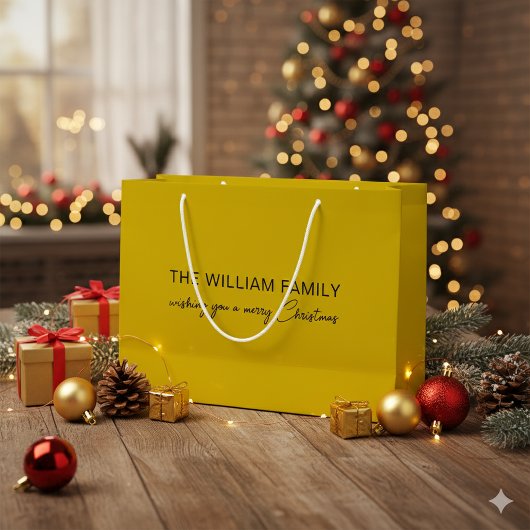 Custom Text Gold Large Gift Bag for Christmas Gift ラージペーパーバッグ