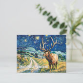 Custom Text Great Smoky Mountains Elk Van Gogh Art ポストカード (スタンド正面)