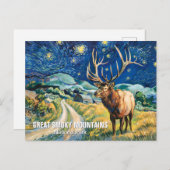 Custom Text Great Smoky Mountains Elk Van Gogh Art ポストカード (正面/裏面)