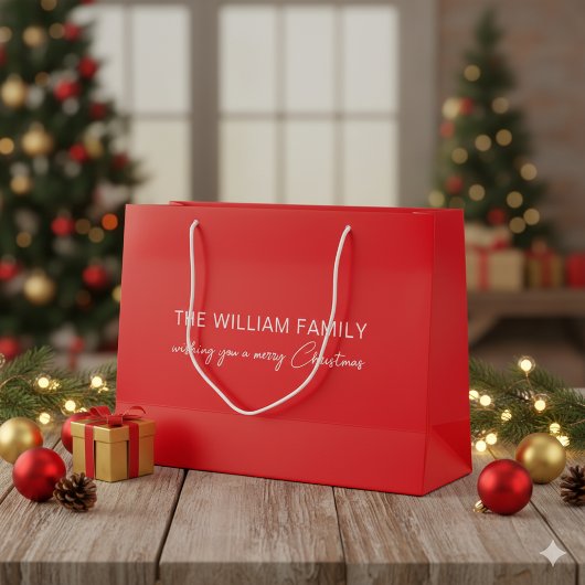 Custom Text Green Large Gift Bag for Christmas Gif ラージペーパーバッグ