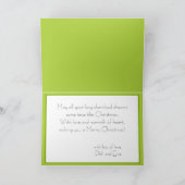 Custom text green Tennis bauble Christmas Card カード (内部)