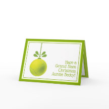 Custom text  green Tennis bauble Christmas  Card
