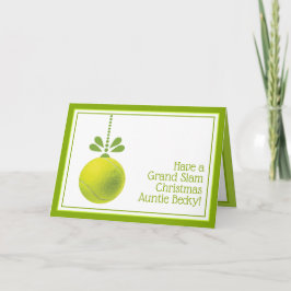 Custom text  green Tennis bauble Christmas  Card カード