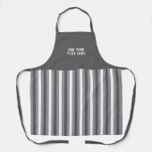 Custom text grey white striped エプロン (正面)