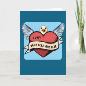 Custom Text | Heart Funny Seagull Tattoo  カード (正面)