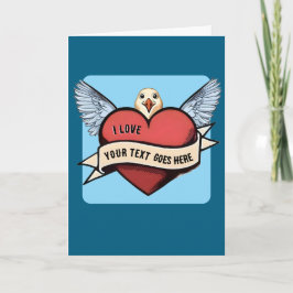 Custom Text | Heart Funny Seagull Tattoo  カード