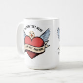 Custom Text | Heart Funny Seagull Tattoo コーヒーマグカップ (正面左)