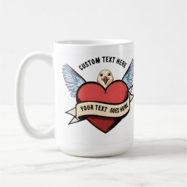 Custom Text | Heart Funny Seagull Tattoo コーヒーマグカップ