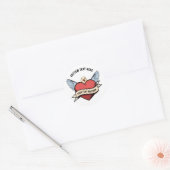 Custom Text | Heart Funny Seagull tattoo ラウンドシール (封筒)