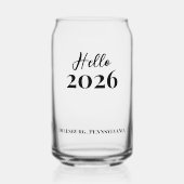 Custom Text Hello 2026 New Years Eve Party ガラス缶 (正面)