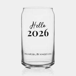 Custom Text Hello 2026 New Years Eve Party ガラス缶