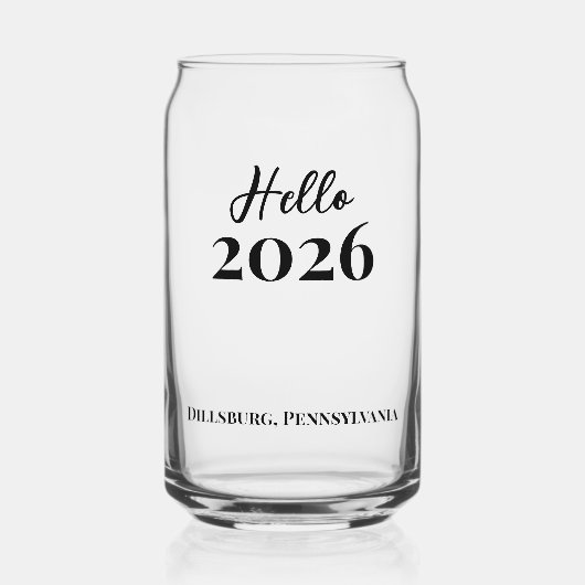 Custom Text Hello 2026 New Years Eve Party ガラス缶 (正面)