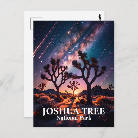 Custom Text Joshua Tree Night Sky Cosmic Landscape ポストカード (正面/裏面)