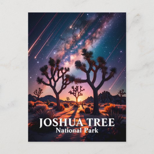 Custom Text Joshua Tree Night Sky Cosmic Landscape ポストカード (正面)