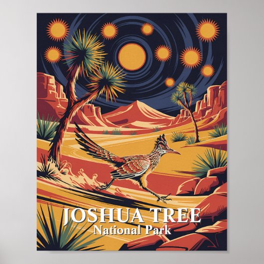 Custom Text Joshua Tree Wildlife Roadrunner Desert ポスター (正面)