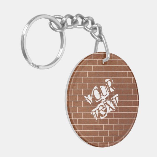 Custom Text Keychain with Brick Wall Design キーホルダー (正面左)