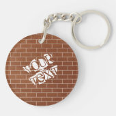 Custom Text Keychain with Brick Wall Design キーホルダー (裏面)