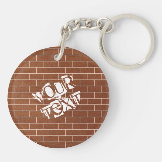 Custom Text Keychain with Brick Wall Design キーホルダー (裏面)