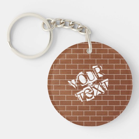 Custom Text Keychain with Brick Wall Design キーホルダー (正面)