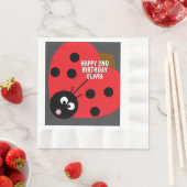 Custom Text Ladybird Party Napkin – Cute Cartoon  縁ありランチョンナプキン (インサイチュ)