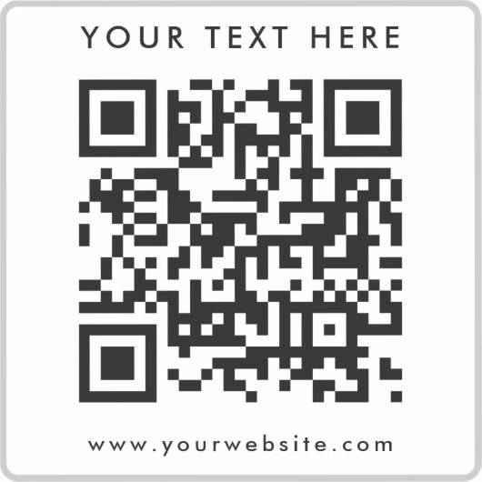 Custom Text Logo QR Code Template Elegant Silver シール (正面)