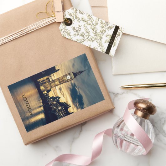 Custom Text London 長方形シール (ギフト)