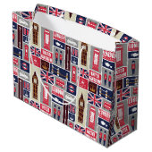 Custom Text London UK Icons ラージペーパーバッグ (裏面アングル)