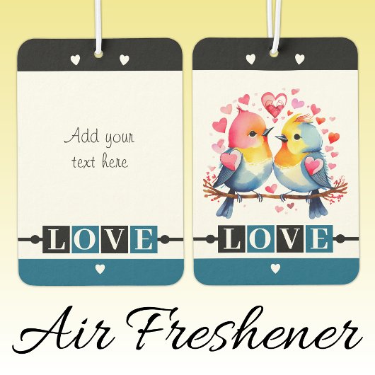 Custom text lovebirds romantic Valentine blue カーエアーフレッシュナー