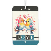 Custom text lovebirds romantic Valentine blue カーエアーフレッシュナー (裏面)