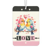 Custom text lovebirds romantic Valentine pink カーエアーフレッシュナー (裏面)