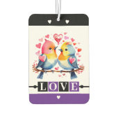 Custom text lovebirds romantic Valentine purple カーエアーフレッシュナー (裏面)