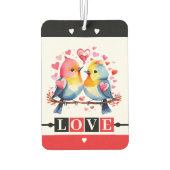 Custom text lovebirds romantic Valentine red カーエアーフレッシュナー (裏面)