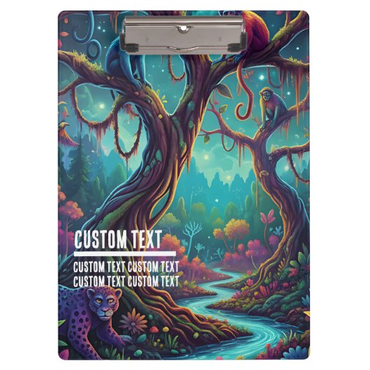 Custom Text Magical Jungle Monkeys & Leopard クリップボード (正面)