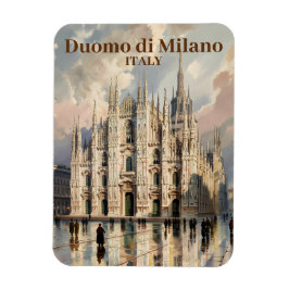 Custom Text Milan Italy Duomo Vintage Watercolor マグネット