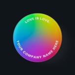 Custom Text Minimalist Rainbow Vibrant Colors 缶バッジ<br><div class="desc">Custom Circle Text on Minimalist Rainbow Ombré Gradients in Vibrant Colors, modern and simple button design. Add your own logo, image, photo or clipart, write your personalized text, couple names, slogan, website or company name, change the colorful background with any gradients, pattern, texture, design. Make your unique button and show...</div>