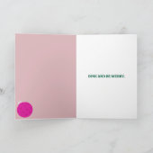 Custom Text Mint Magenta Pickleball Ornaments シーズンカード (内部)