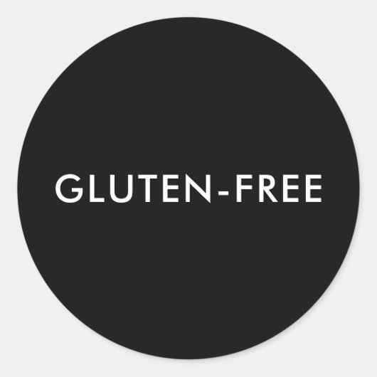 Custom Text Modern Black Gluten-free Food Label ラウンドシール (正面)