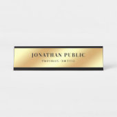 Custom Text Modern Elegant Template Glam Gold デスクネームプレート (正面)