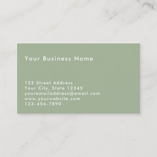 Custom Text Modern Sage Green QR Code Professional 名刺 (裏面)