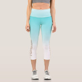 Custom text Modernt blue white gradient background カプリレギンス (正面)