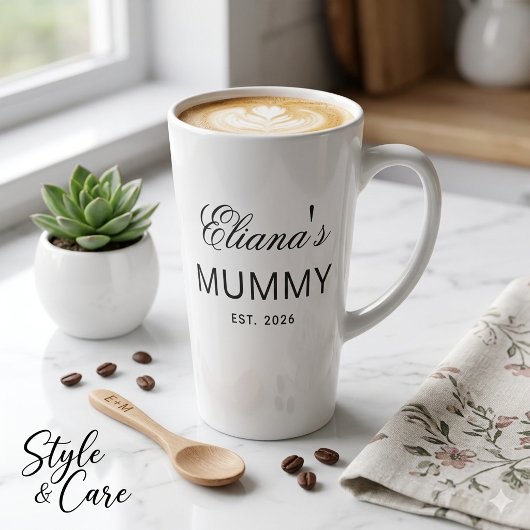 Custom Text MUMMY Latte Mug Gift Personalized Desi カフェラテマグ
