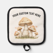 Custom Text Mushrooms With Heart Cute 鍋敷き (正面)