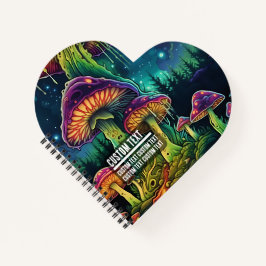 Custom Text Mystical Mushroom Grove Heart Journal ノートブック