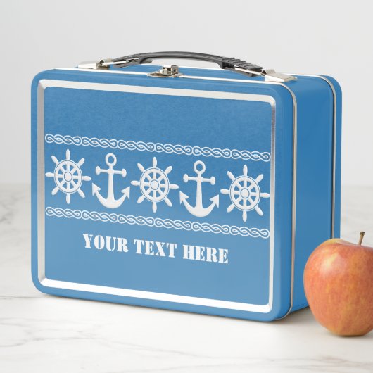 Custom Text Nautical メタルランチボックス (インサイチュ)