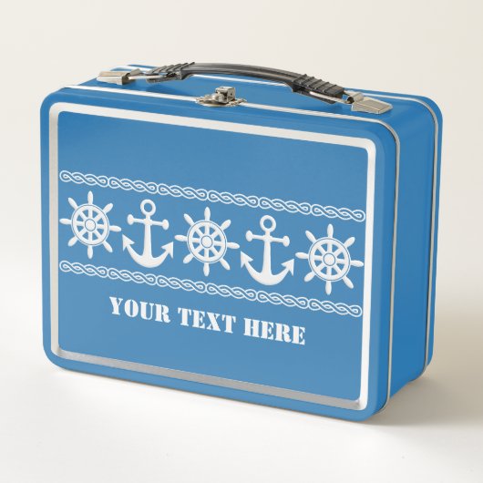 Custom Text Nautical メタルランチボックス (正面)