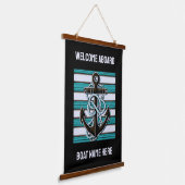 Custom Text Nautical Anchor 吊り下げ型タペストリー (傾斜あり)