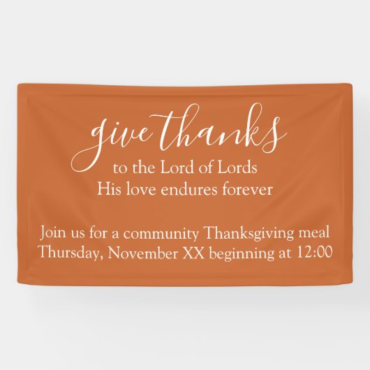 Custom Text Orange Thanksgiving Meal Church 横断幕 (横)