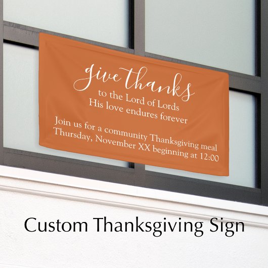 Custom Text Orange Thanksgiving Meal Church 横断幕