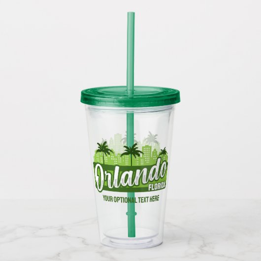 Custom Text Orlando Florida アクリルタンブラー (正面)