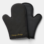 Custom Text Oven Mitt for Kitchen or Grill M Black 鍋つかみ (正面/裏面)